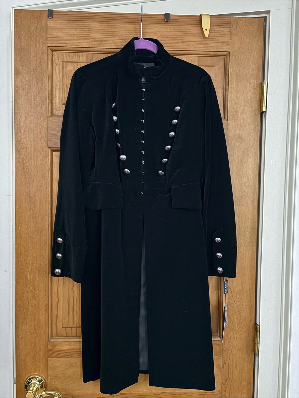 NEW Brandon Thomas Military Goth Style Long Velveteen Velvet Coat 6 M